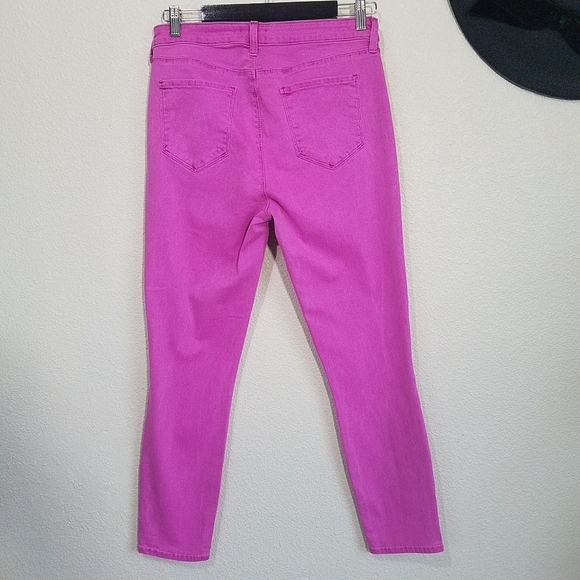 L'Agence Margot High Rise Crop Hot Pink Posey Skinny Jeans - Picture 2 of 8